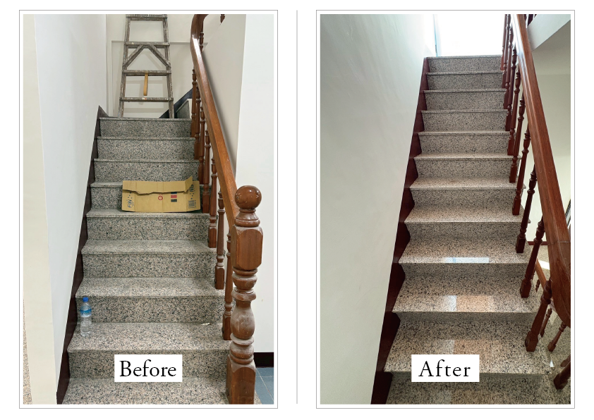 台南 居家大掃除|樓梯食材清潔 簽後對比-去除灰塵與污漬、恢復光澤