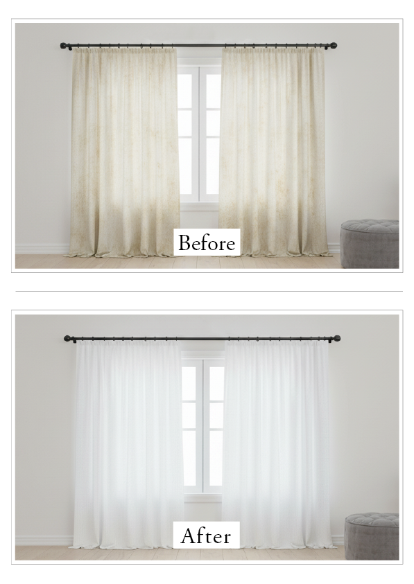 台南 窗簾清潔|窗簾清潔 前後對比—去除污漬、現場清潔