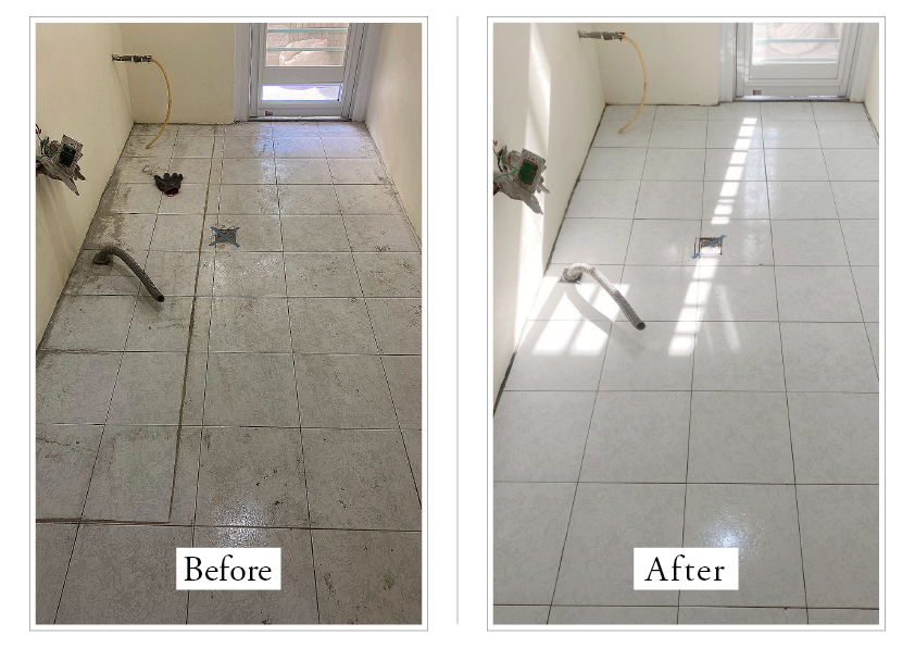 台南 裝潢後細清｜地板除塵 頑垢清潔 前後對比