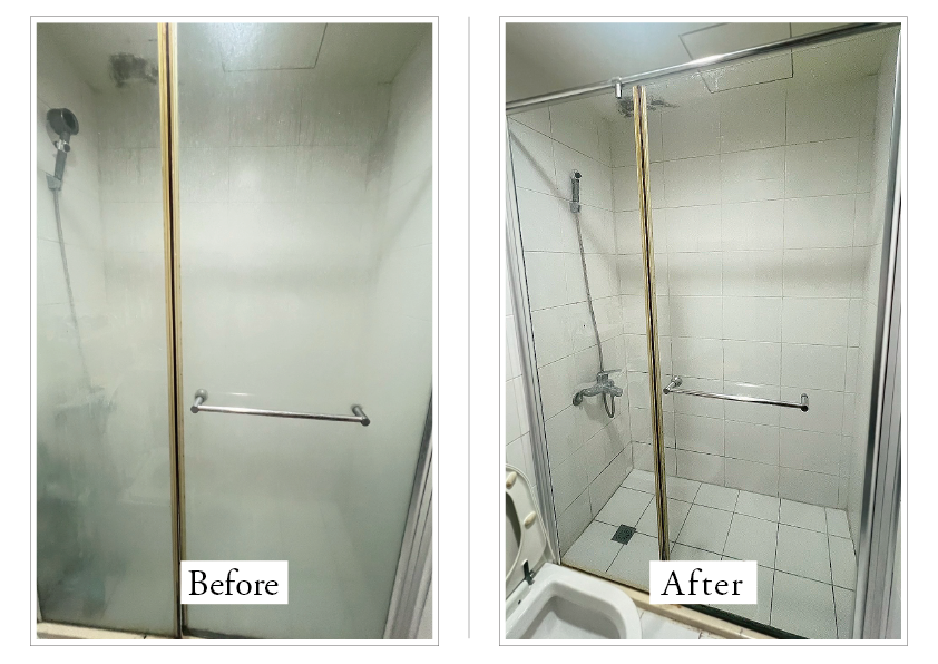 台南 玻璃水垢｜水垢去除 前後對比