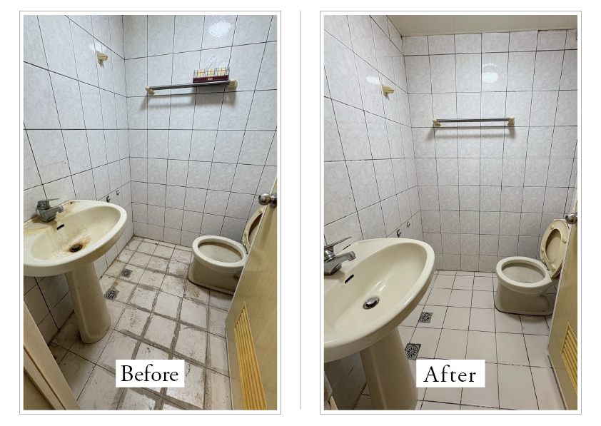 台南 居家大掃除｜廁所清潔 地板復原 前後對比